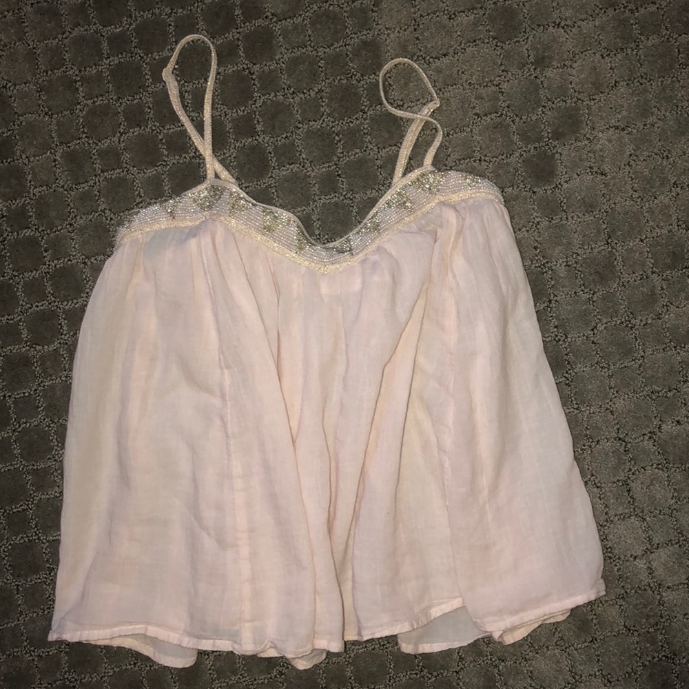 American Eagle Pink tank top with beaded top